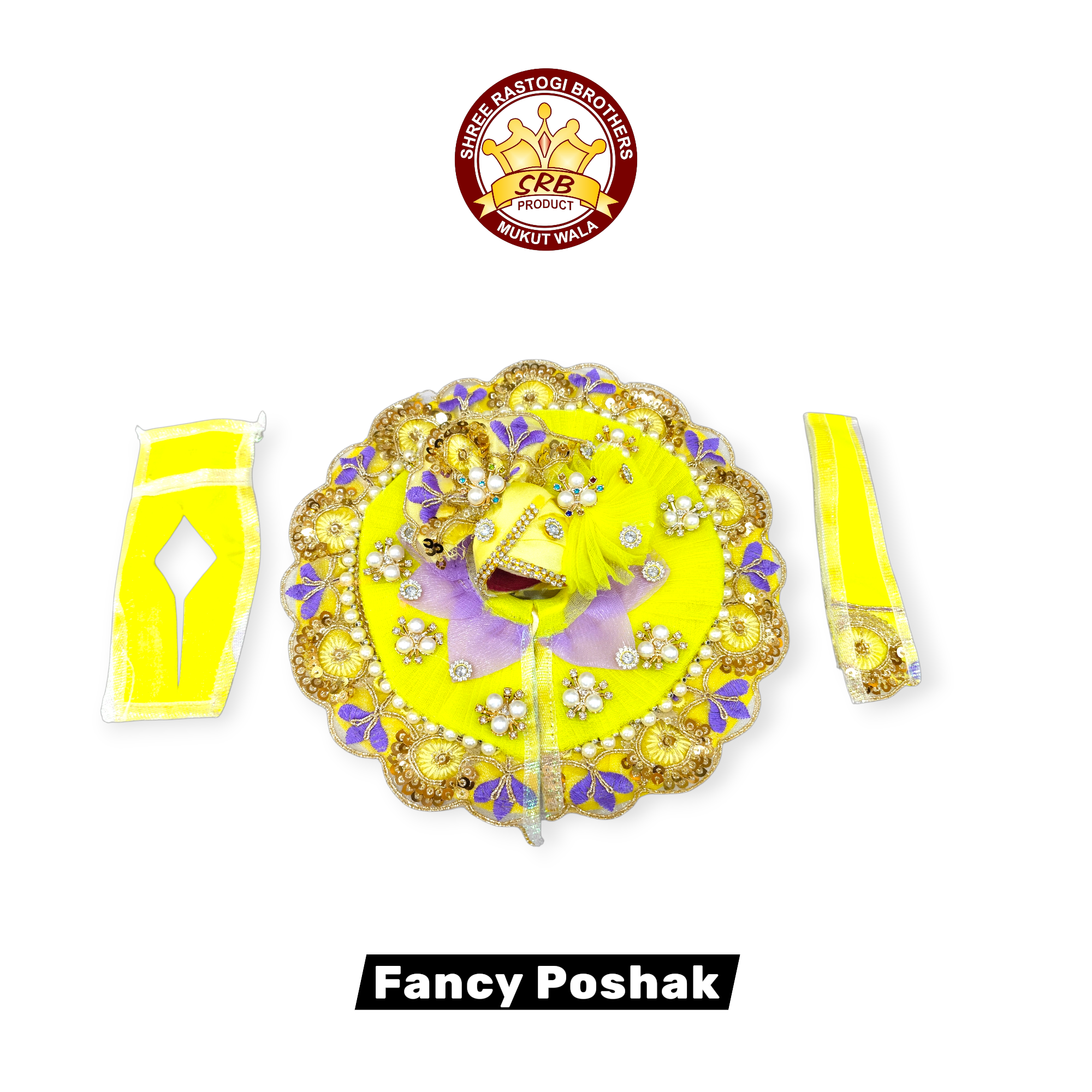 Double Color Sunflower Designed With Matching Pagdi Fancy Gol Poshak For Laddu Poshak (FGP-07)