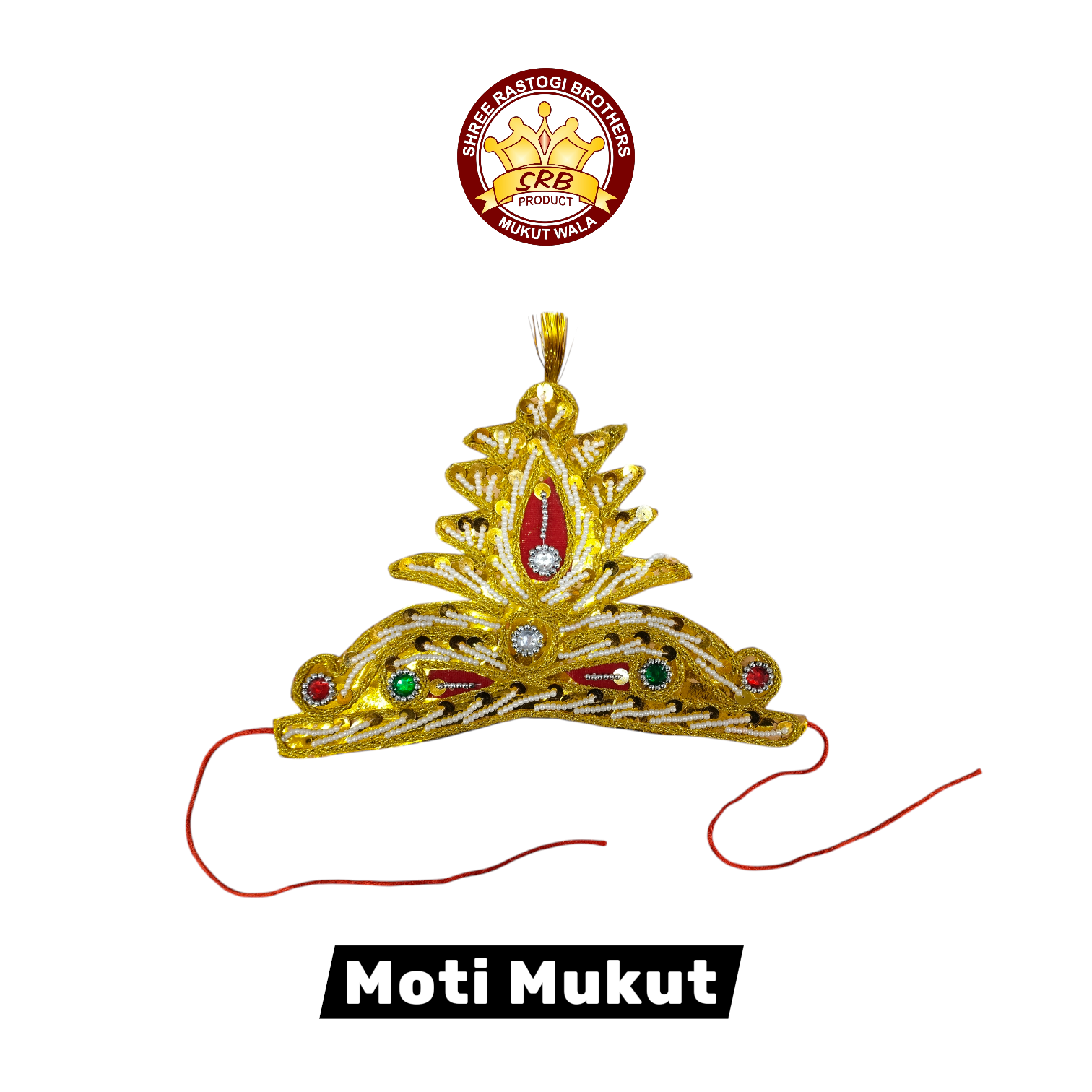 Golden Color & White Pearl Moti Mukut For All God Idol