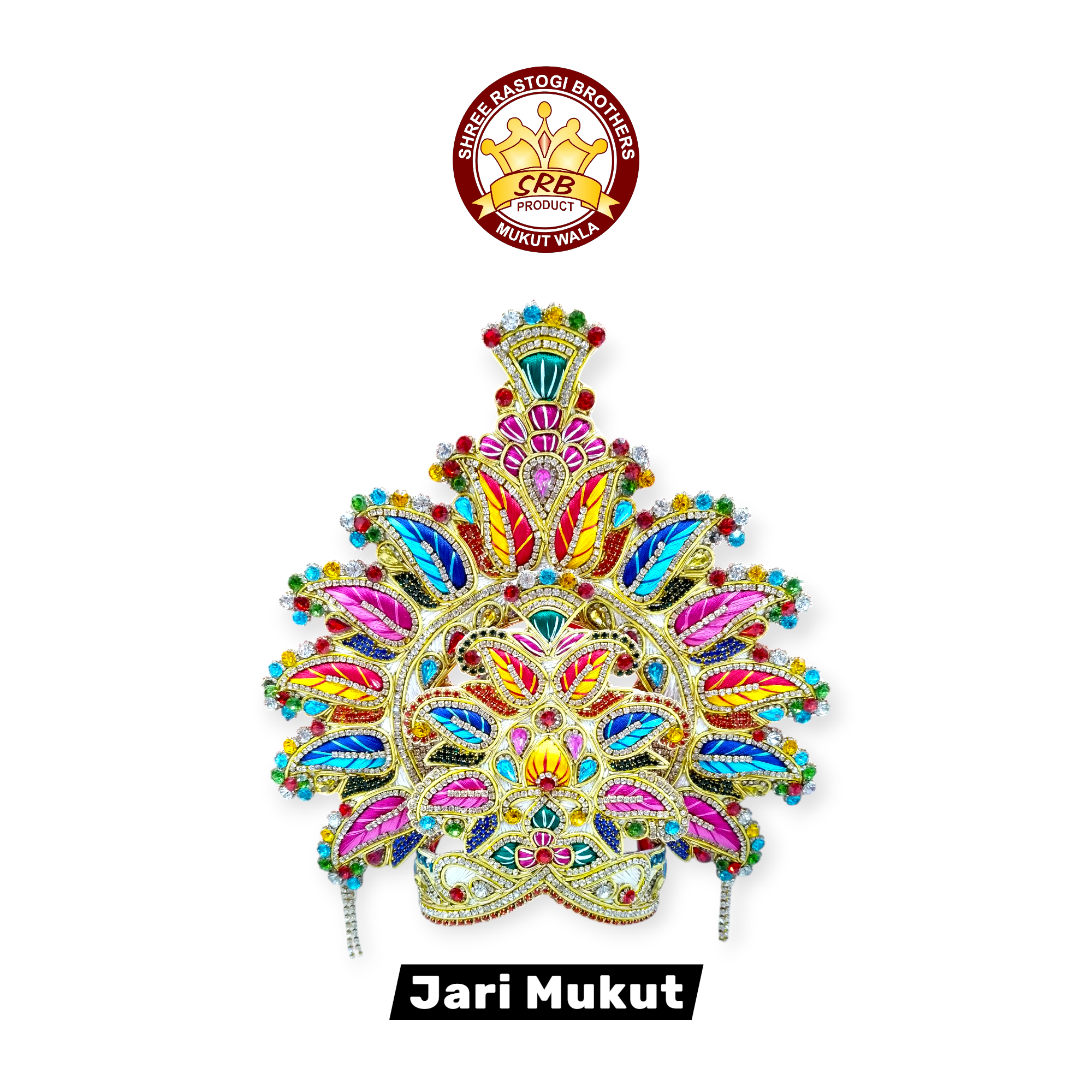 Multicolor Jari Mukut For All God Idol