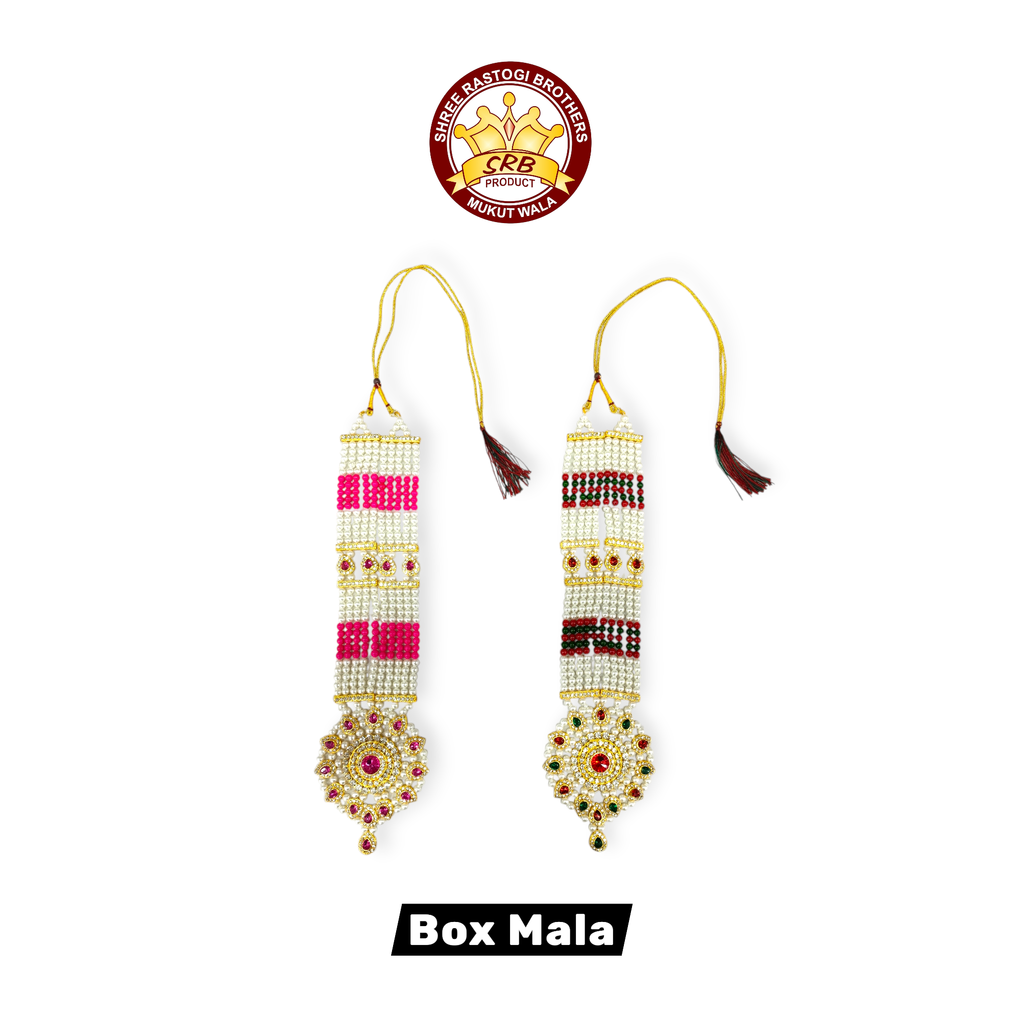 Long Size Pearl Mala Sitarami With Colorful Pendant For Big Size Radha Krishna, Sitaram & All God Idol