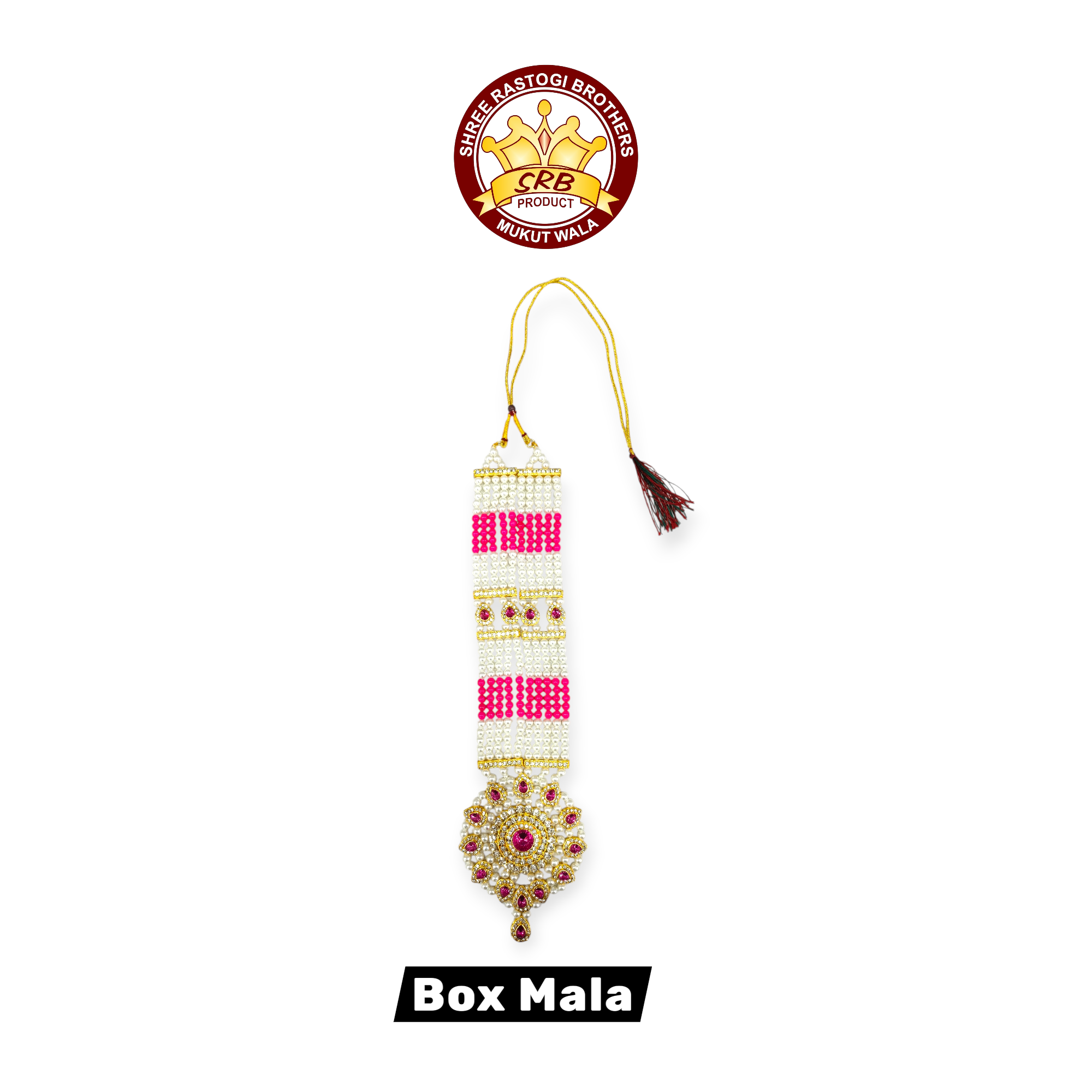 Long Size Pearl Mala Sitarami With Colorful Pendant For Big Size Radha Krishna, Sitaram & All God Idol