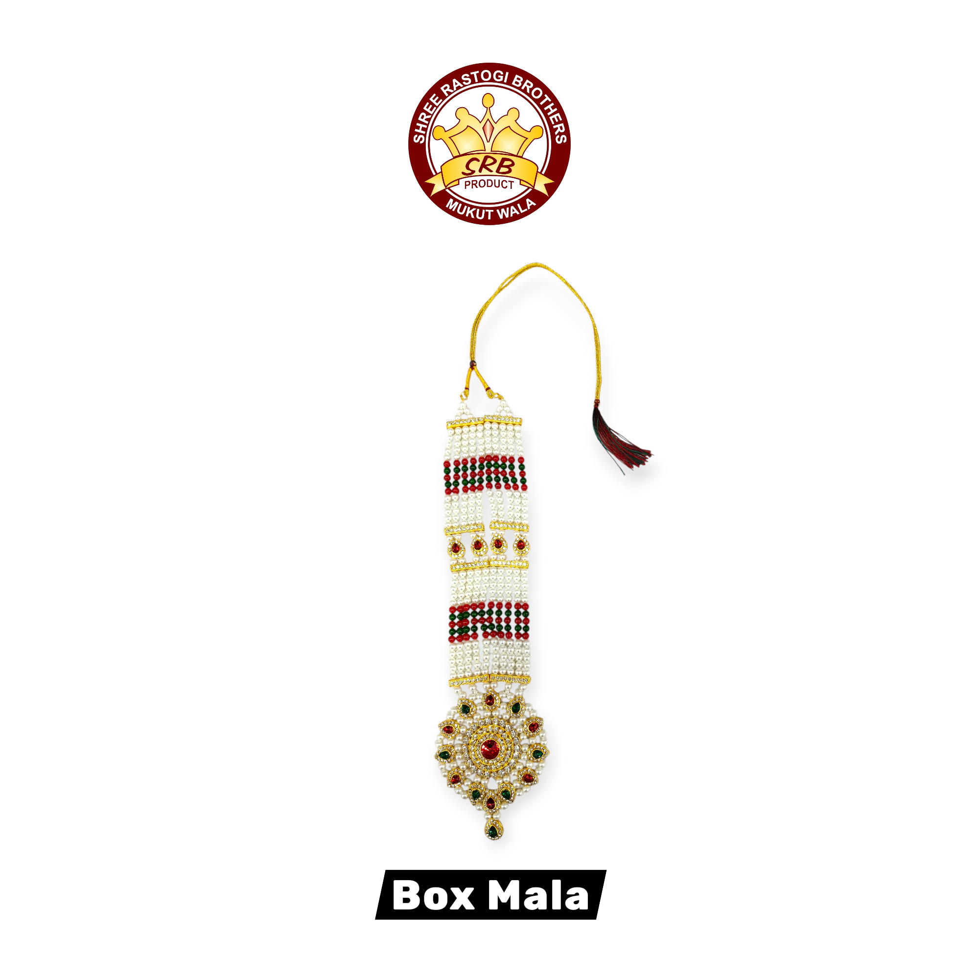 Long Size Pearl Mala Sitarami With Colorful Pendant For Big Size Radha Krishna, Sitaram & All God Idol