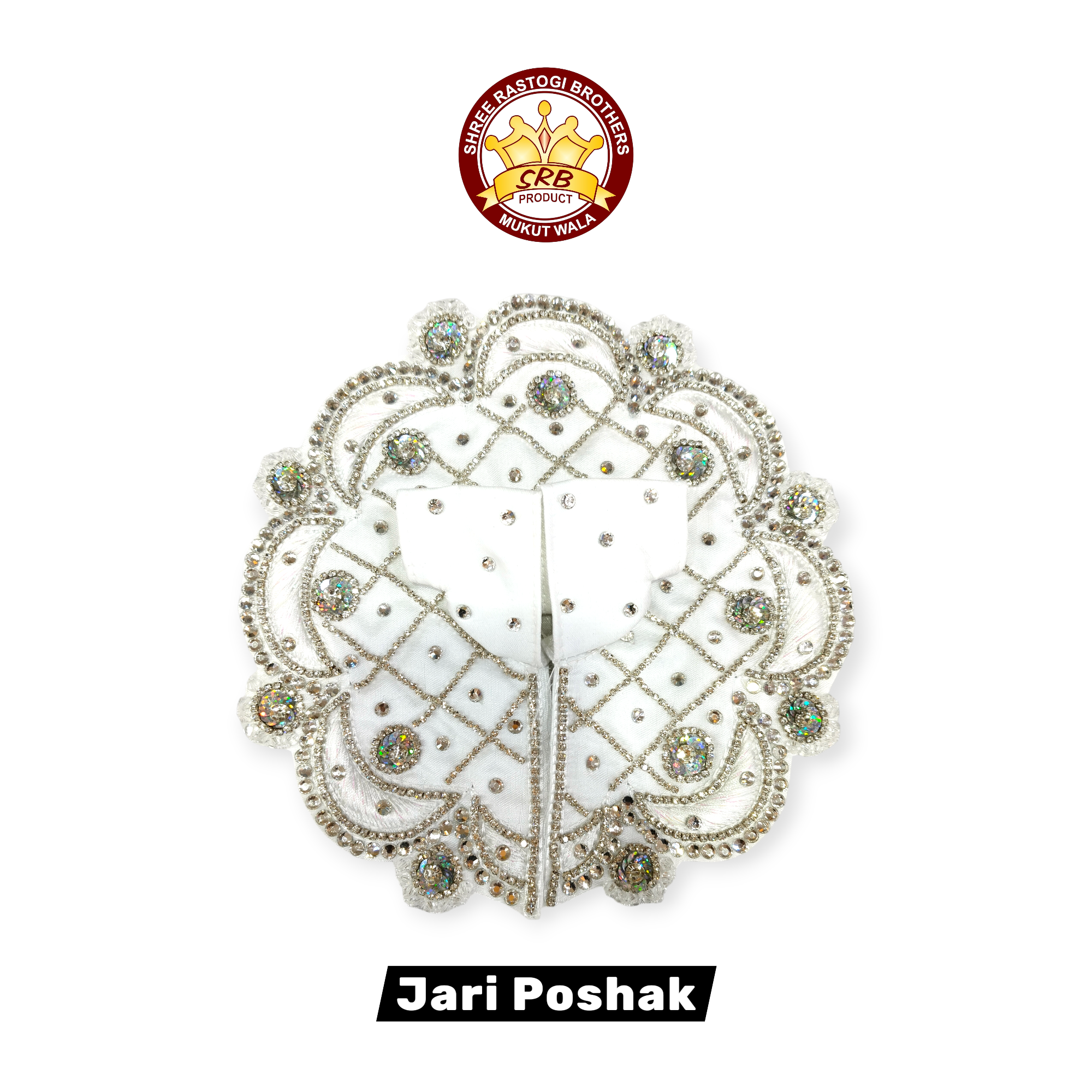 White Color Handmade Jari Embroidery Poshak For Laddu Gopal