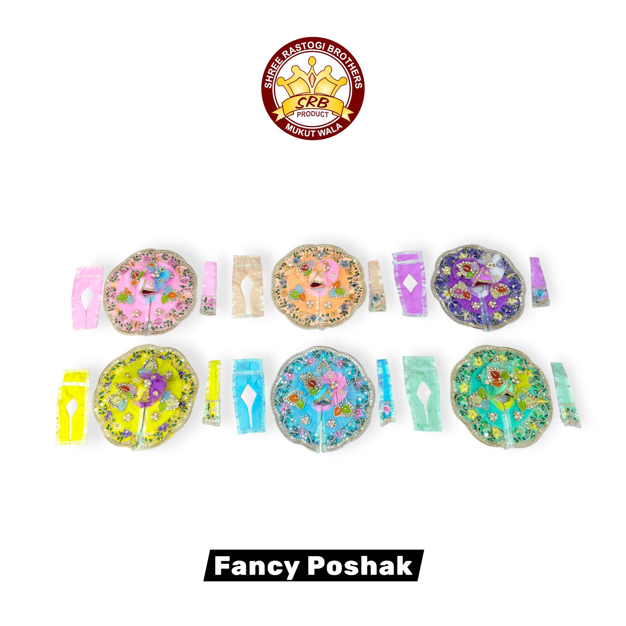 Fancy Poshak With flower Design Gota Matching Safa For Laddu Gopal Idol (FGP-09)