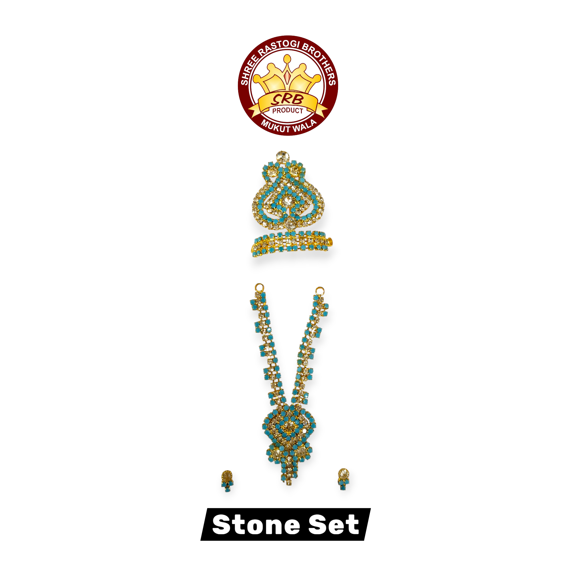 Stone Set With Mukut, Mala, Tops For God Idol
