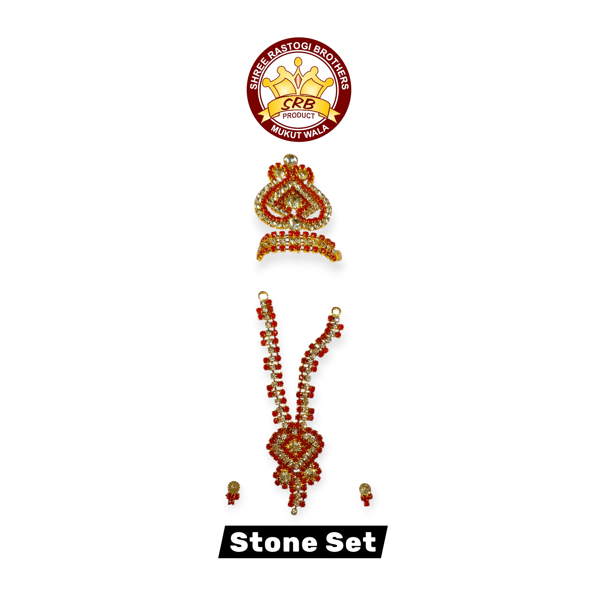 Stone Set With Mukut, Mala, Tops For God Idol