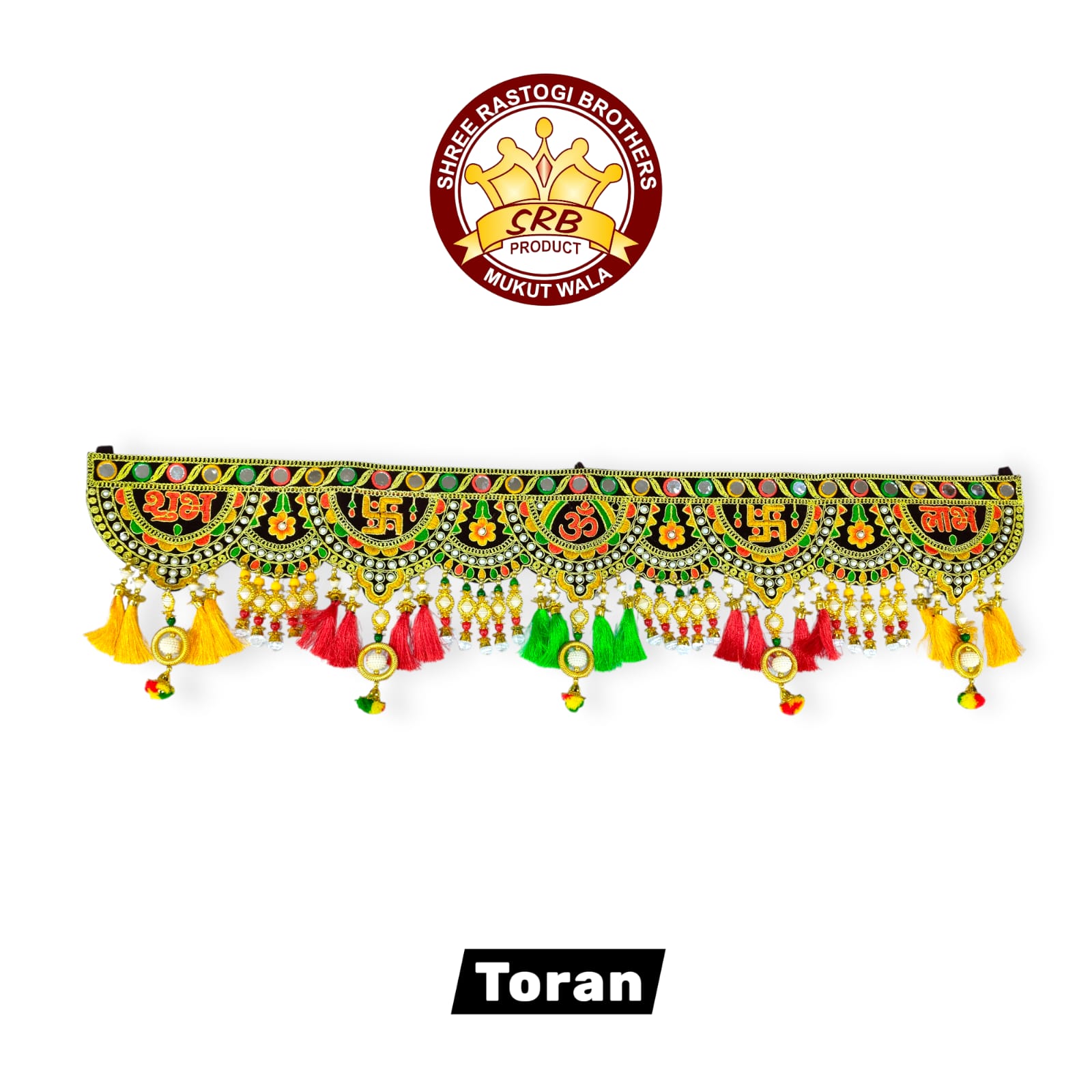 Traditional Velvet Embroider Shubh- Labh Toran For Entrance Door (T-5)