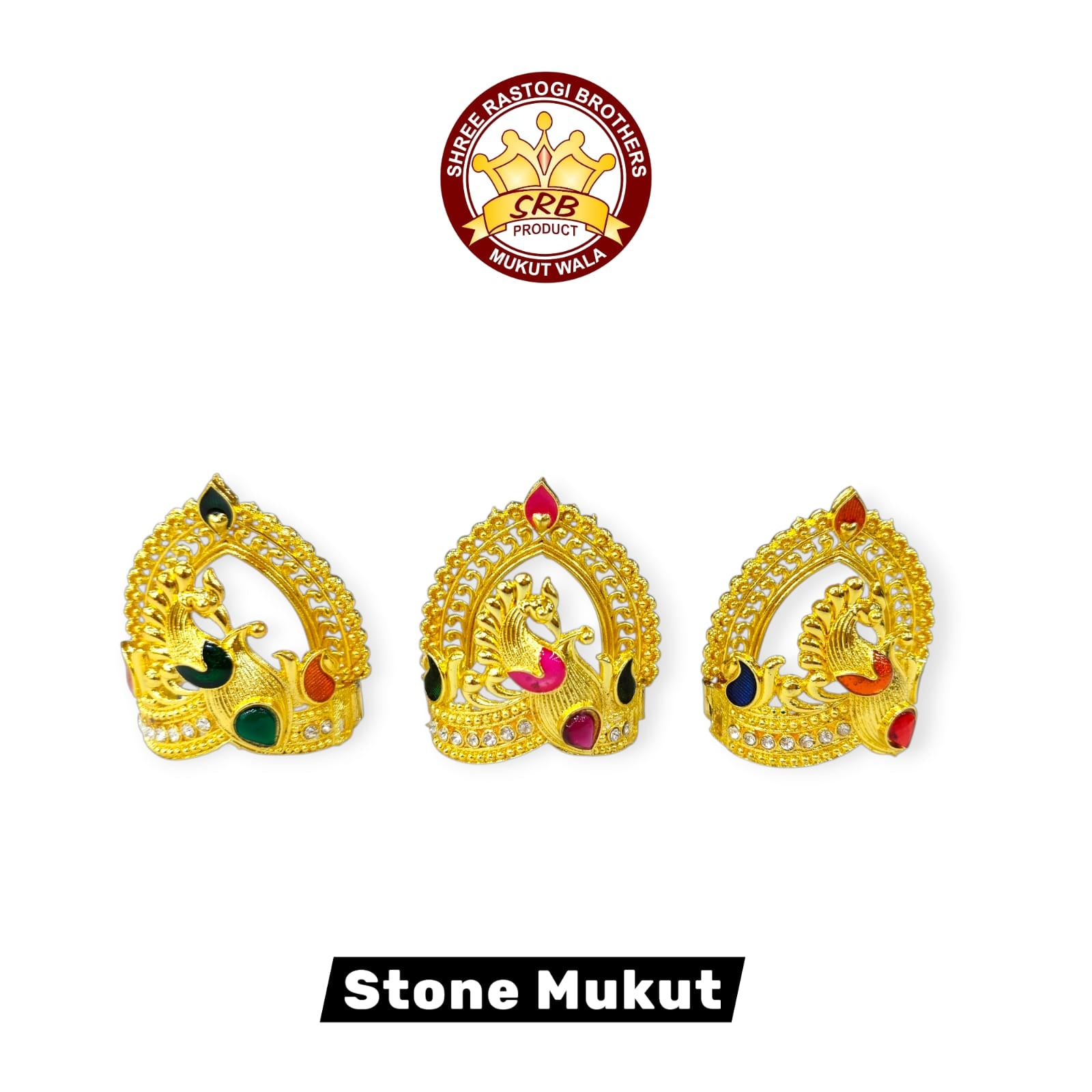 Golden Stone Mukut For Small Deities (SM-3)