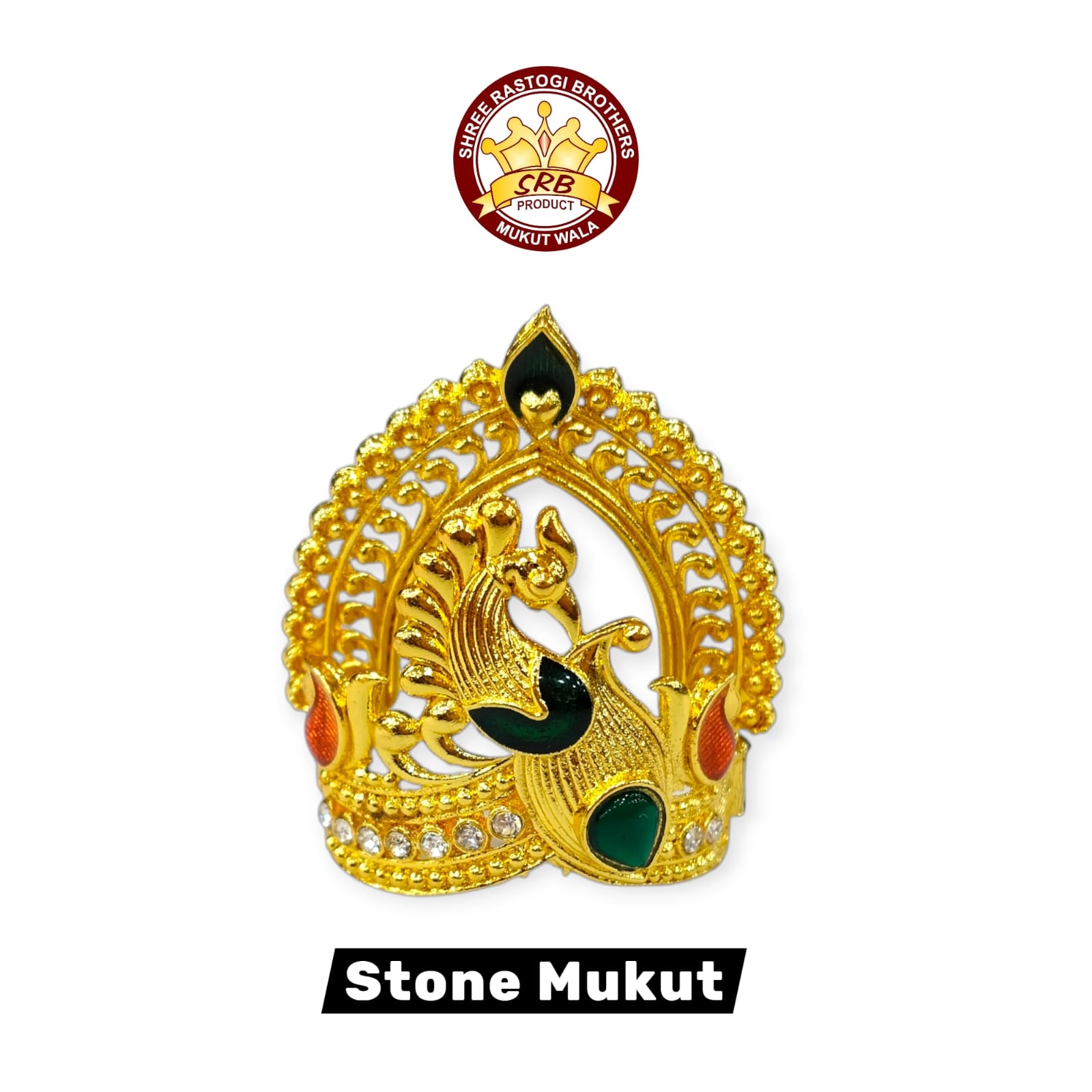 Golden Stone Mukut For Small Deities (SM-3)