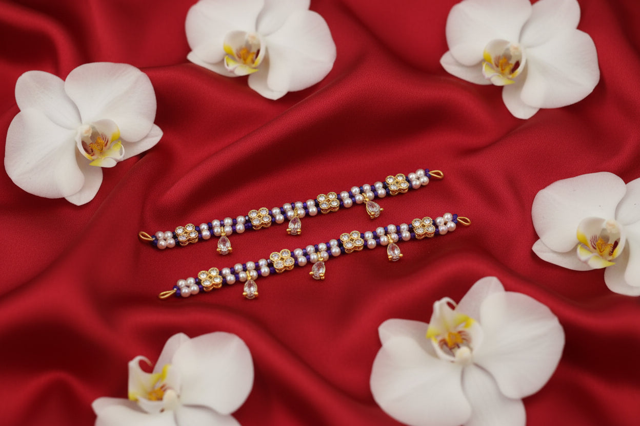 AD Beaded Anklet For Ladoo Gopal And Radha Krishna