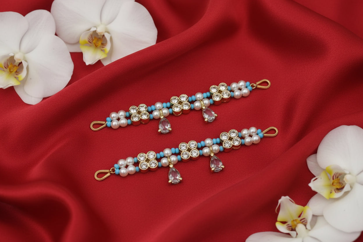 AD Beaded Anklet For Ladoo Gopal And Radha Krishna