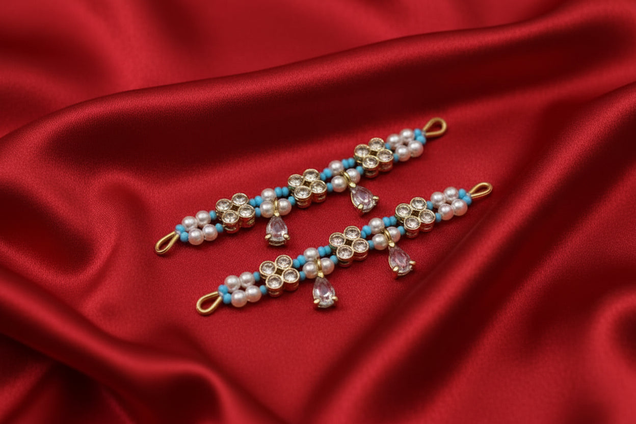 AD Beaded Anklet For Ladoo Gopal And Radha Krishna