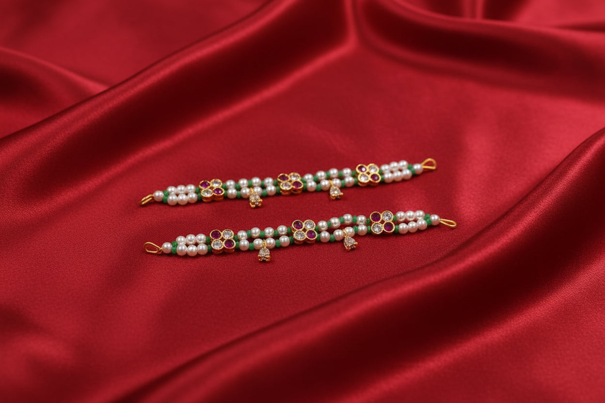 AD Beaded Anklet For Ladoo Gopal And Radha Krishna