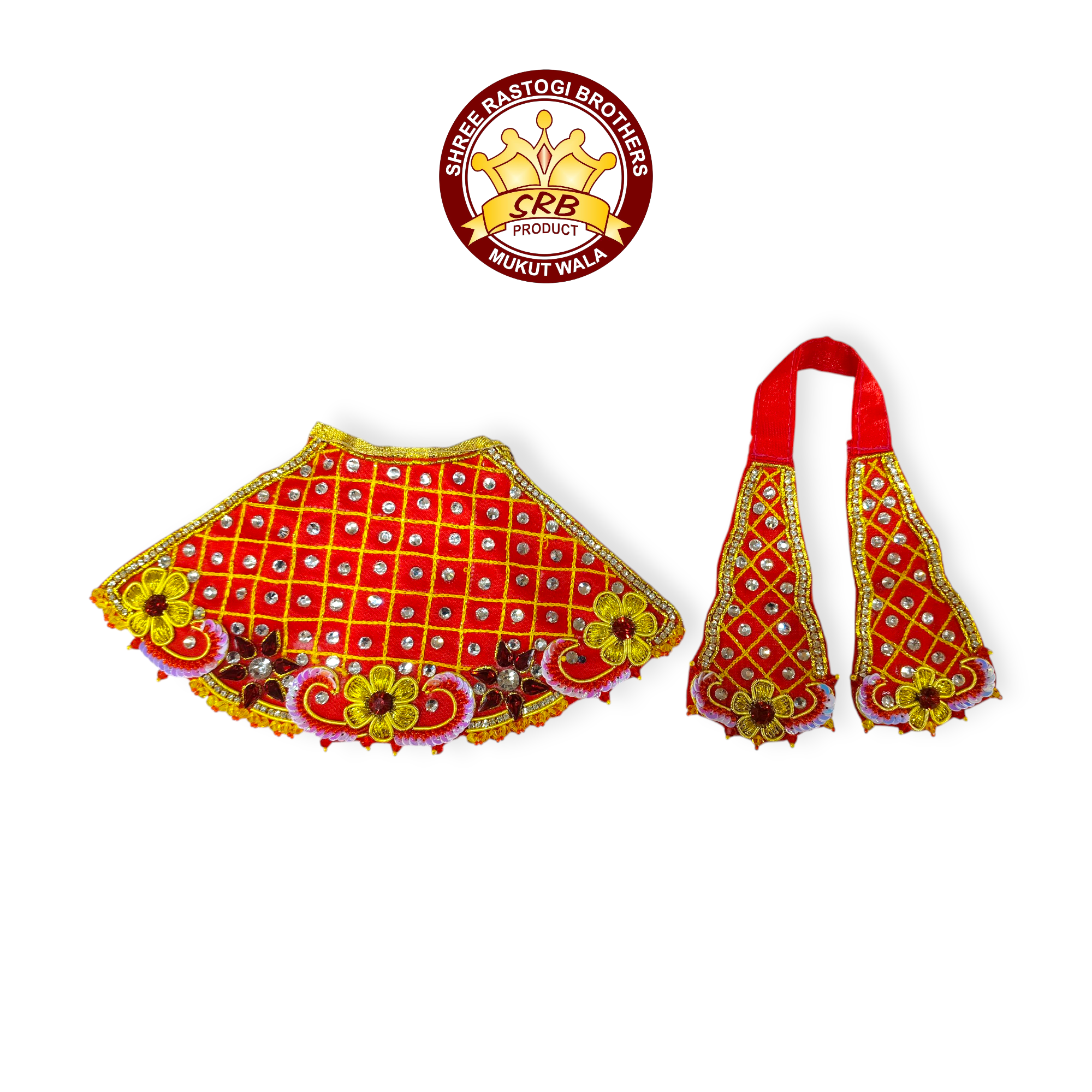 Zari Embroidery Lehenga Patka Red Color (2" To 7")