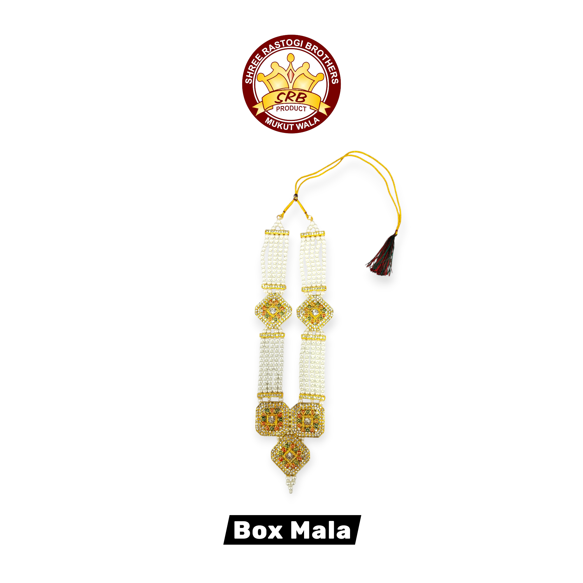 White Color Moti Mala / Box Mala For Radha Krishna & All Goddess Idol (D-574)