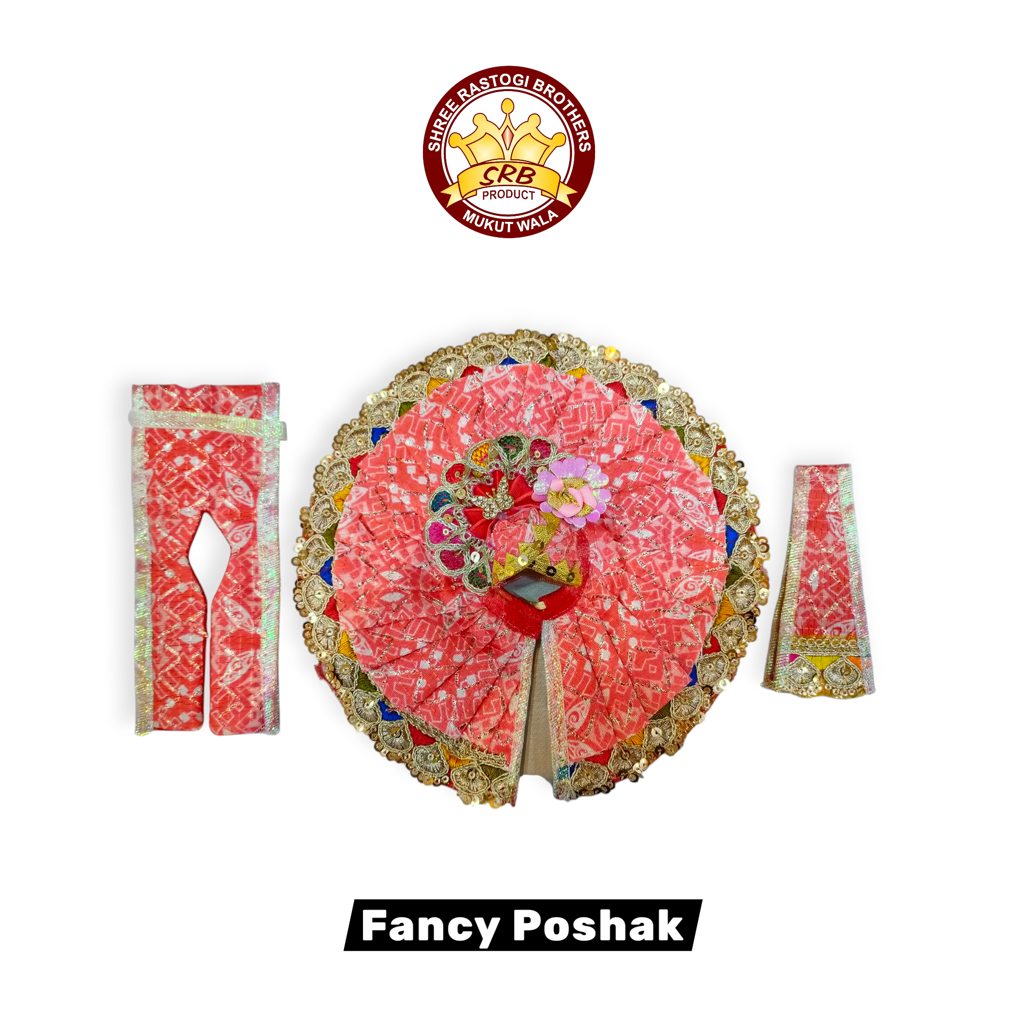 Cotton Fabrick Double Color Fancy Poshak For Laddu Poshak (FGP-10)