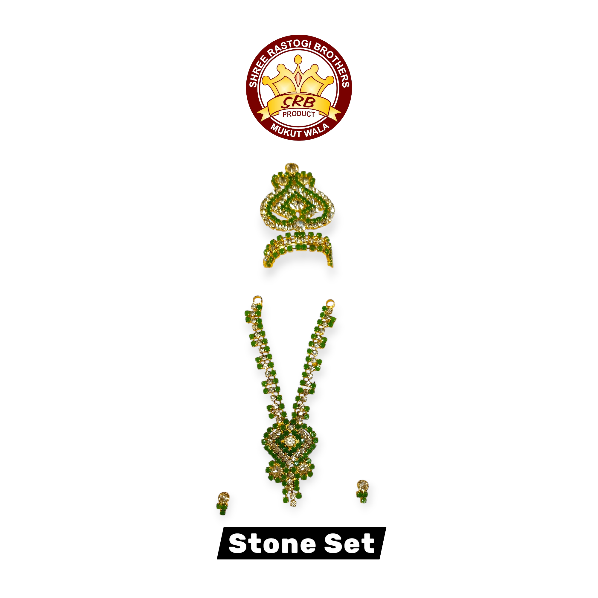 Stone Set With Mukut, Mala, Tops For God Idol