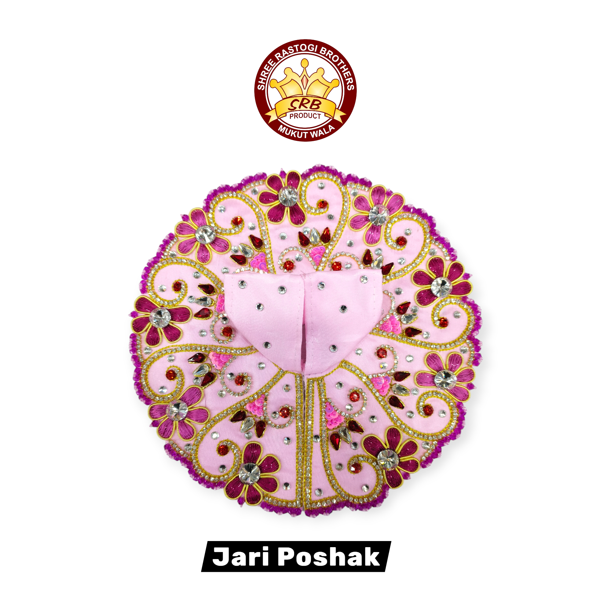 Handmade Jari Poshak Pink Color For Laddu Gopal Idol