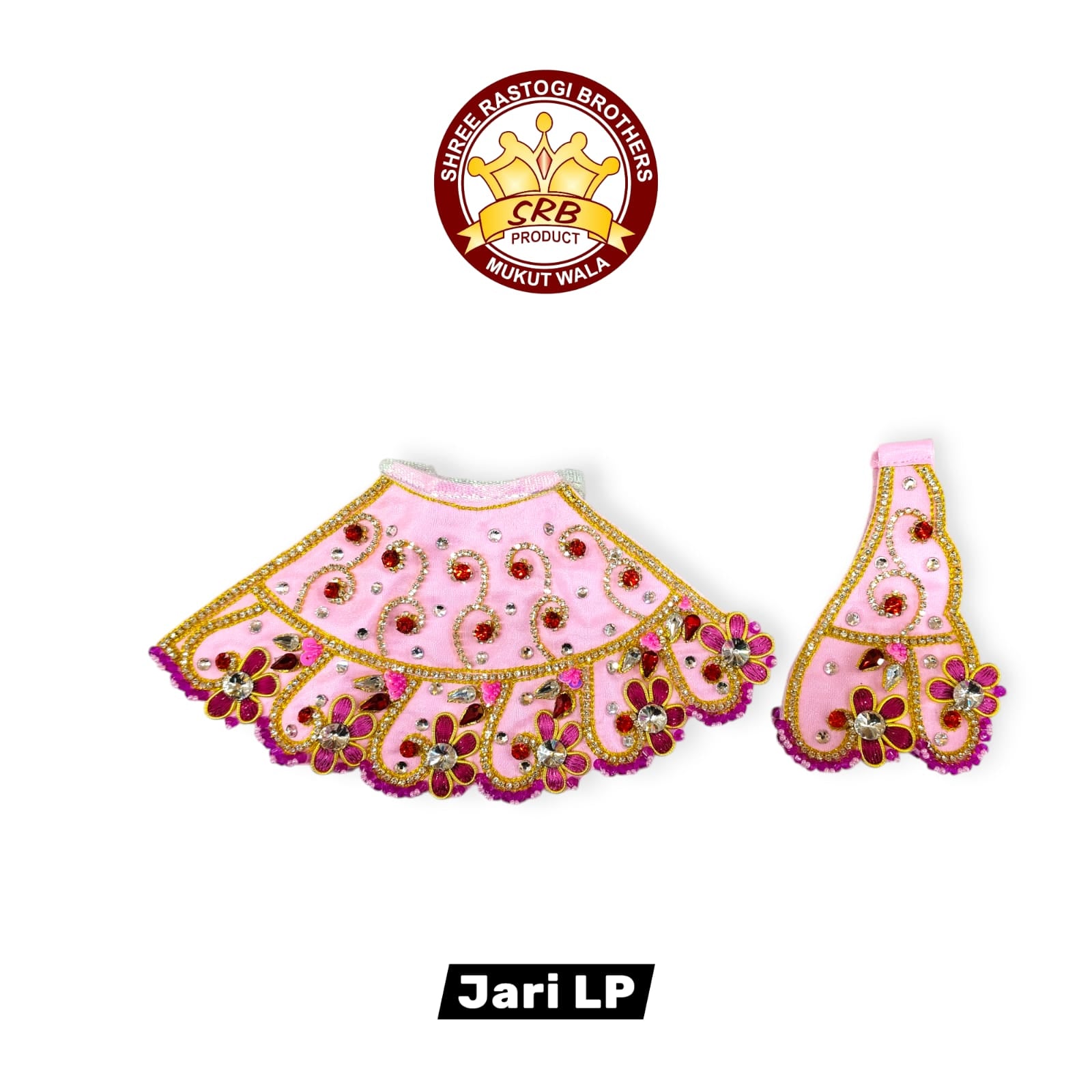 Pink Color Jari Embroidery Lehenga Patka For All Goddess Idol (JLP-02)