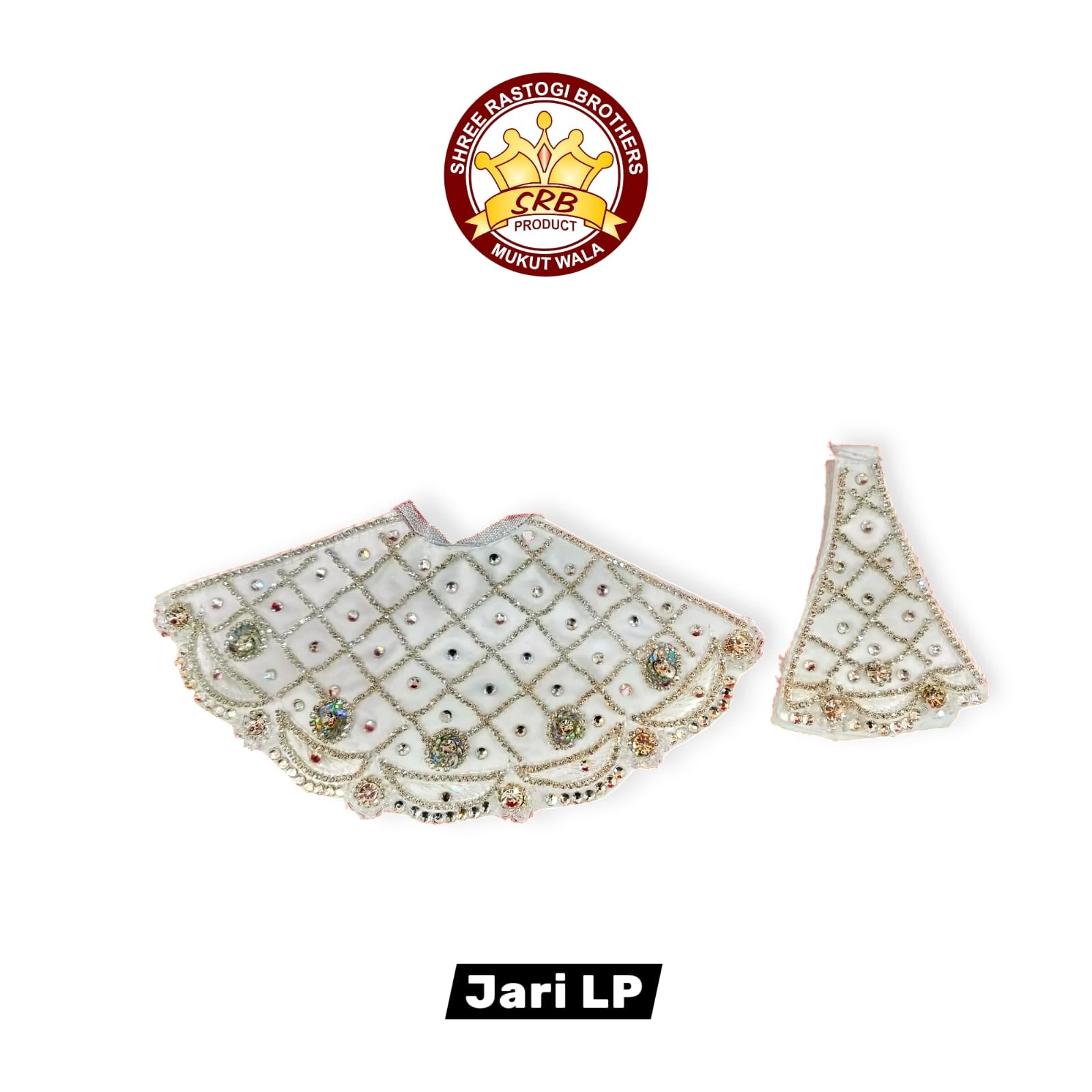 White Color Jari Embroidery  Lehenga Patka For All Goddess Idol (JLP-01)