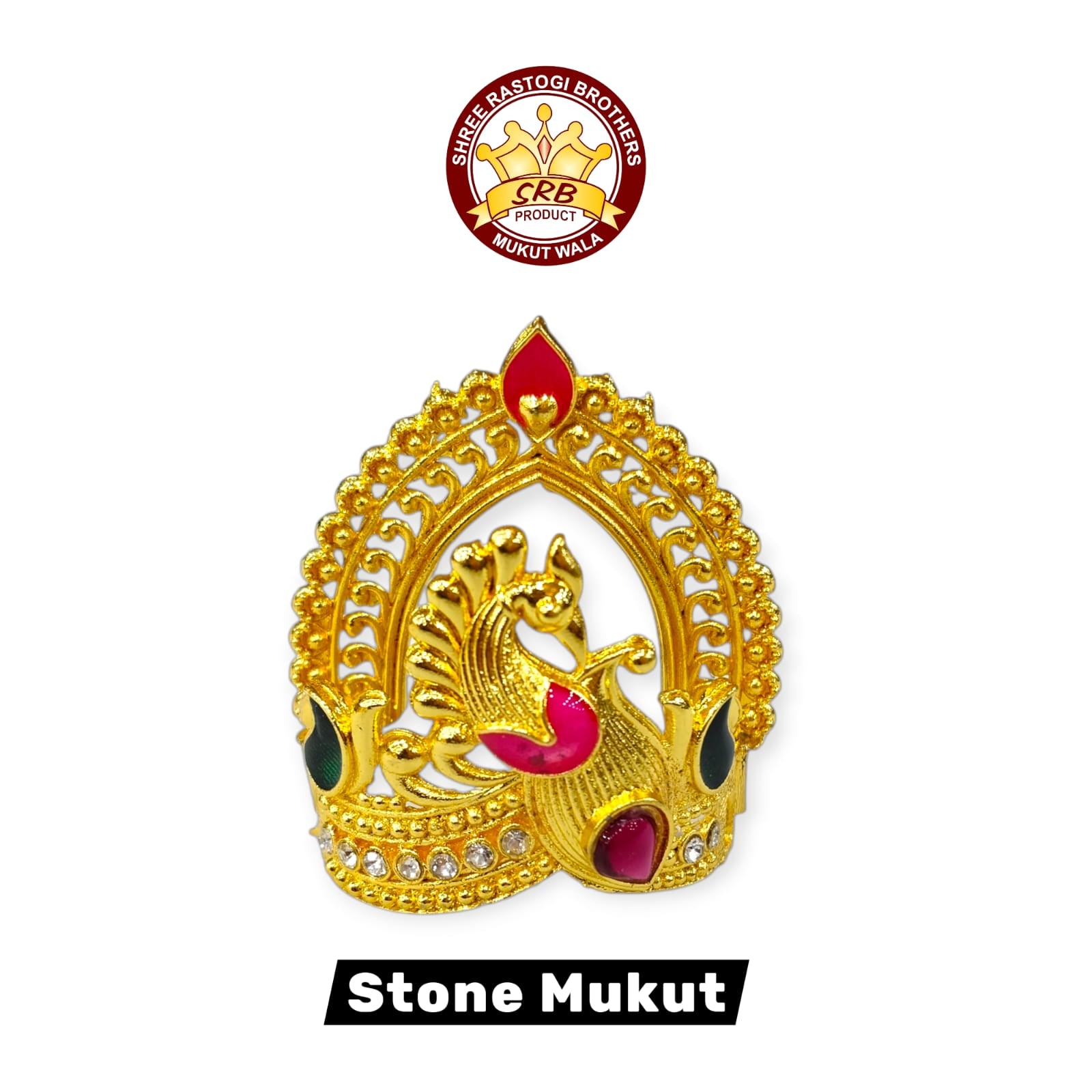 Golden Stone Mukut For Small Deities (SM-3)