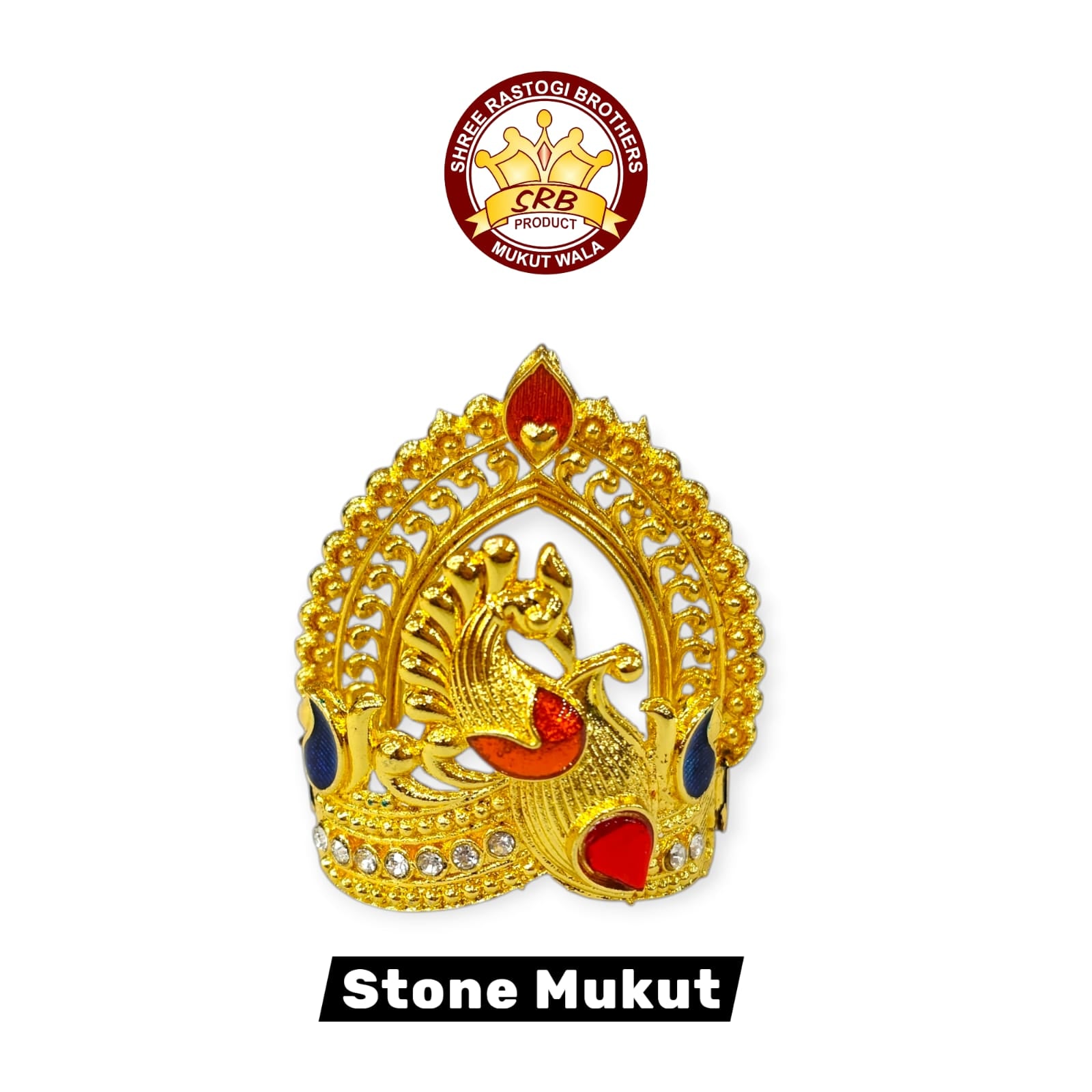 Golden Stone Mukut For Small Deities (SM-3)
