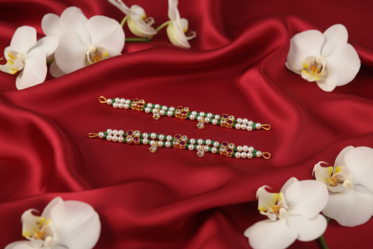 AD Beaded Anklet For Ladoo Gopal And Radha Krishna