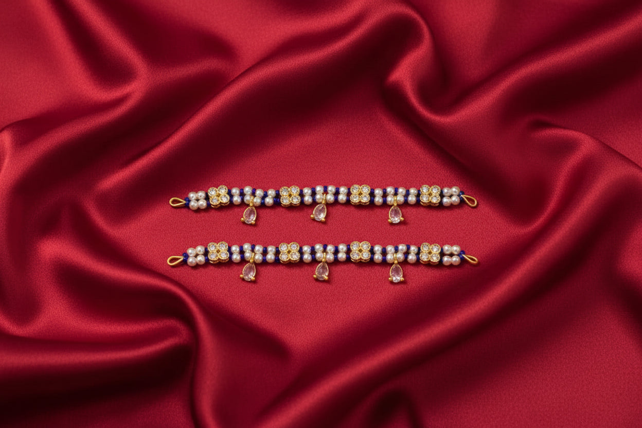 AD Beaded Anklet For Ladoo Gopal And Radha Krishna