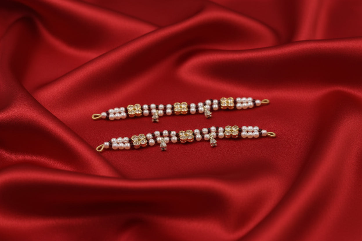 AD Beaded Anklet For Ladoo Gopal And Radha Krishna